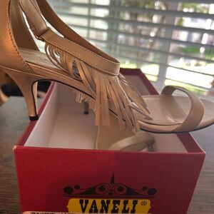 Vaneli Women's Metallic Fringe Heels